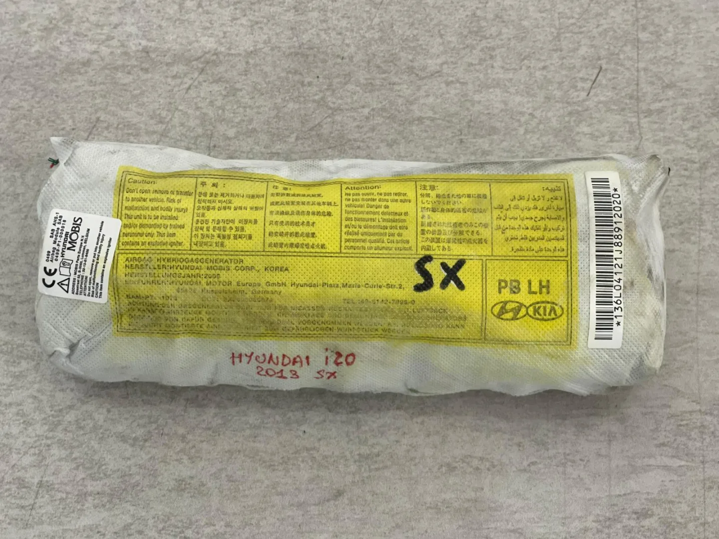 AIRBAG SEDILE SINISTRO con codice 0499-P1-000018 da HYUNDAI i20 1° Serie (08>14)