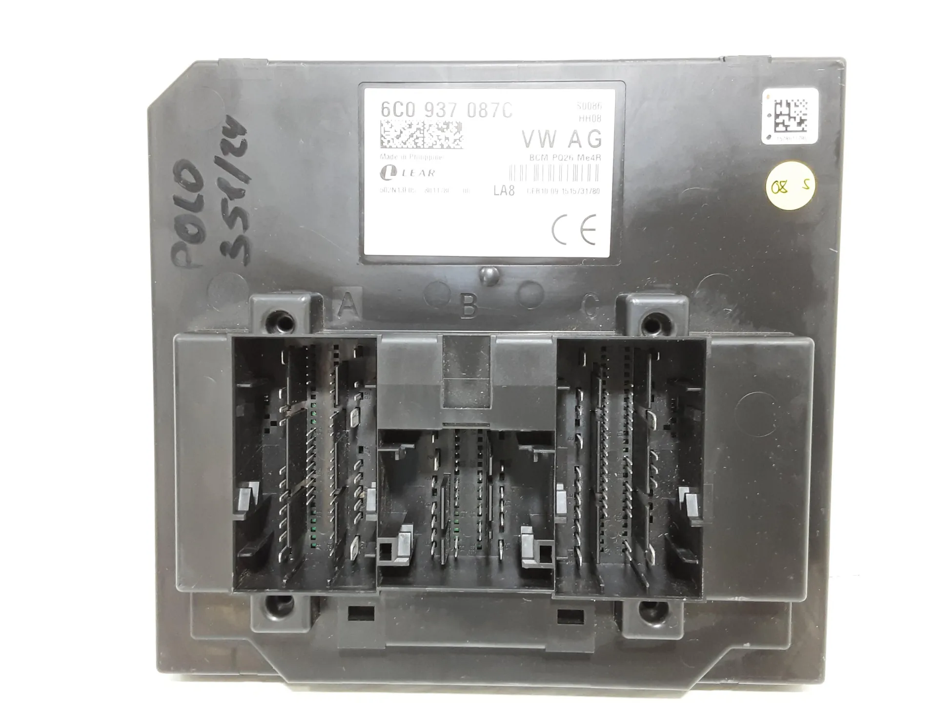 CENTRALINA BCM con codice 6C0937087C da VOLKSWAGEN Polo 5° Serie con codice motore CUS/CUSA, CYZBA, CYZB Diesel 1400 (09>17)