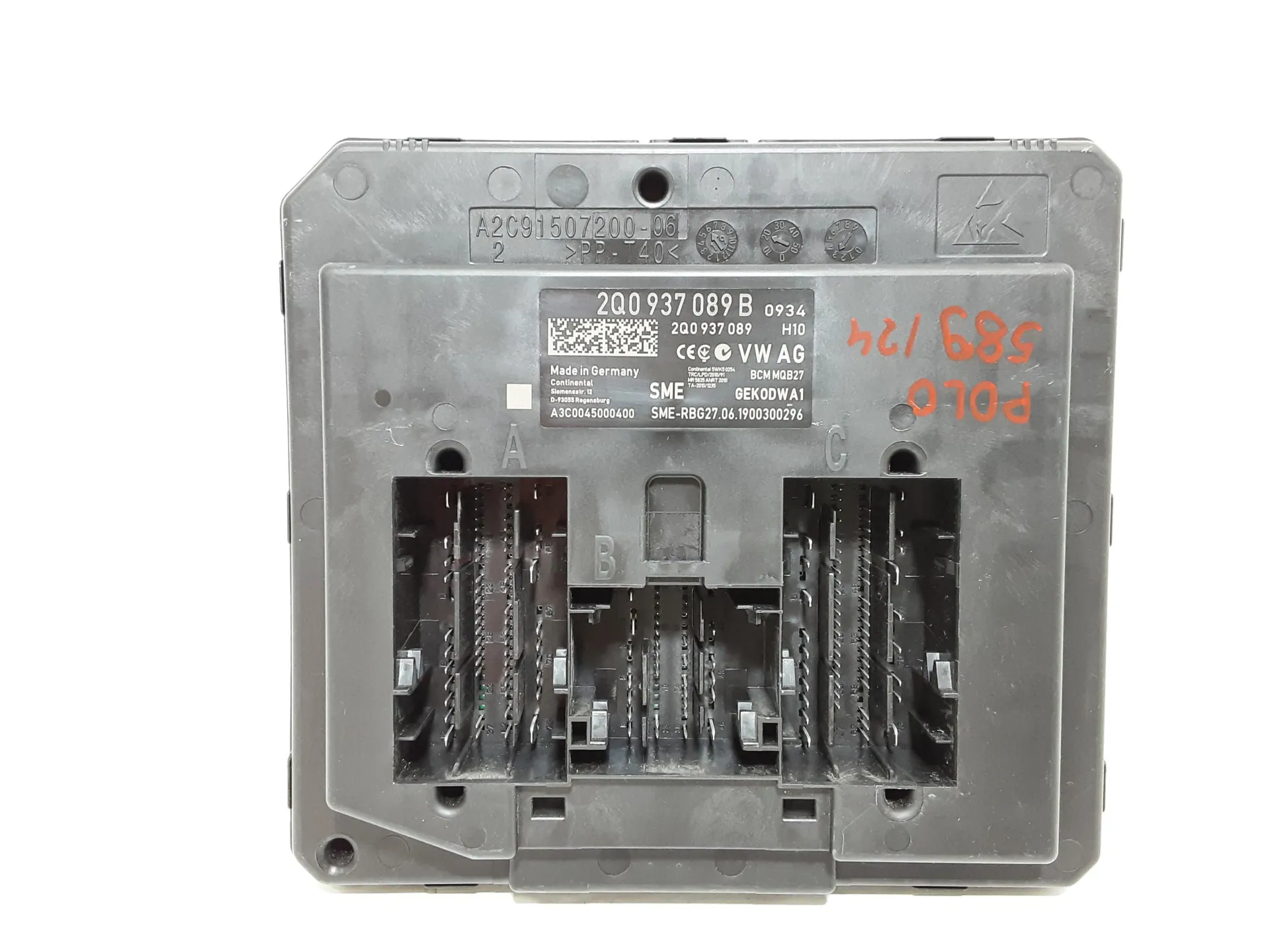 CENTRALINA BCM con codice 2Q0937089B da VOLKSWAGEN Polo 6° Serie con codice motore DBYA Bifuel/Gas 1000 (17>)