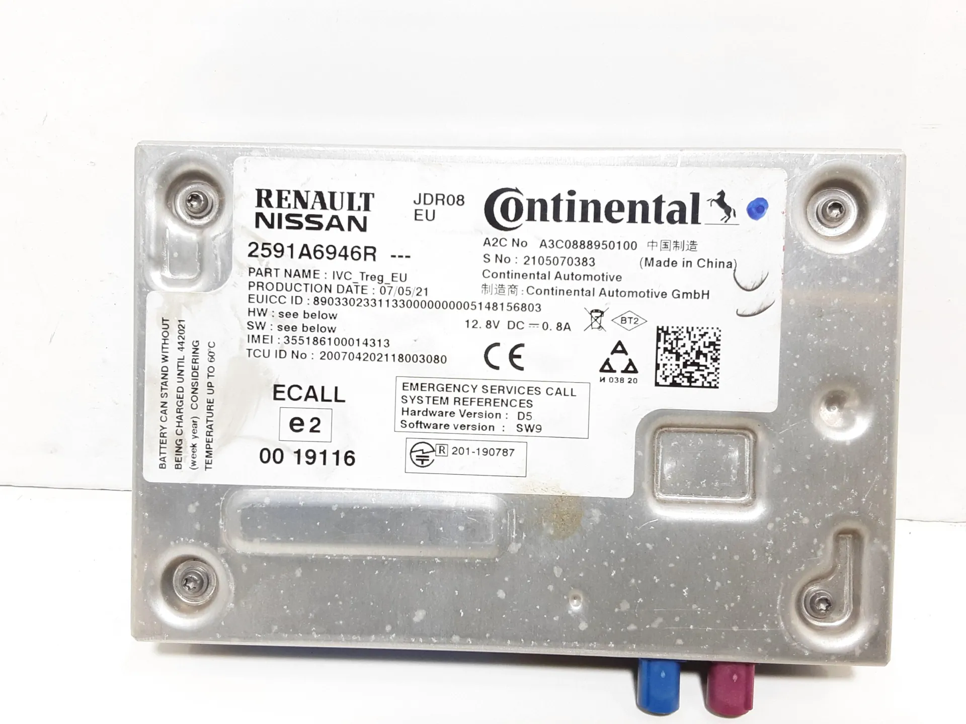 CENTRALINA BLUETOOTH TELEFONO con codice 2591A6946R da DACIA Spring Serie (20>)