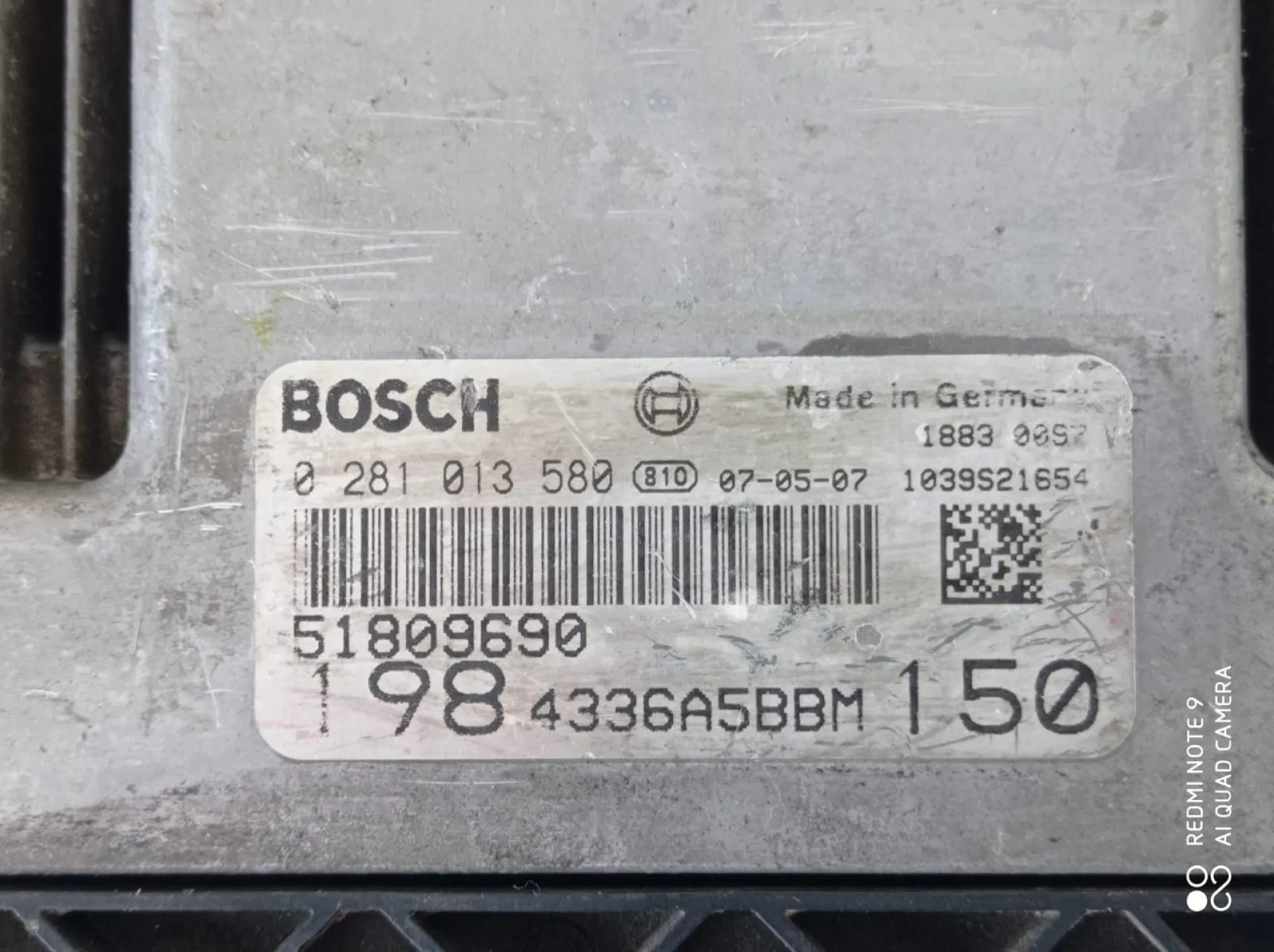 CENTRALINA MOTORE con codice 0281013580 da FIAT Bravo 3° Serie Diesel 1900 (10>14)