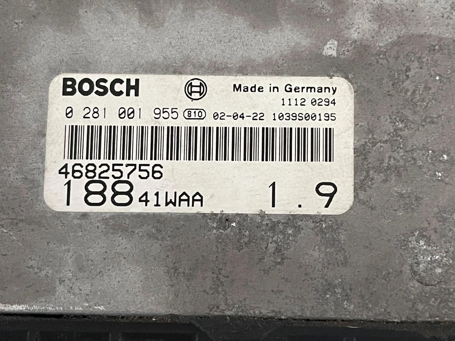 CENTRALINA MOTORE con codice 0281001955 da FIAT Punto Berlina 5P 2° Serie Diesel 1900 (99>03)