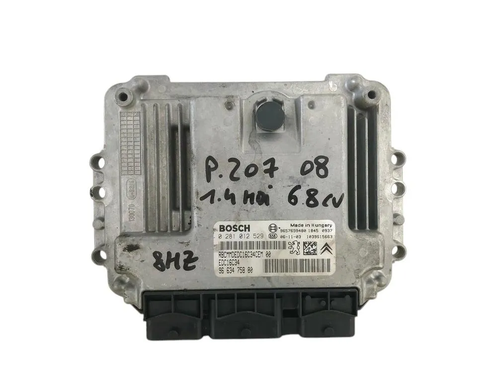 CENTRALINA MOTORE PEUGEOT 207 1° Serie 9663475880-EDC16C34-0281012529 8HR (DV4C), 8HZ (DV4TD) Diesel 1400 (06>09)