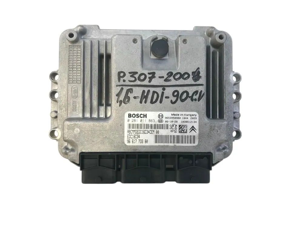CENTRALINA MOTORE PEUGEOT 307 Berlina 2° Serie 9661773380 / 0281011863 Diesel 1600 (05>)