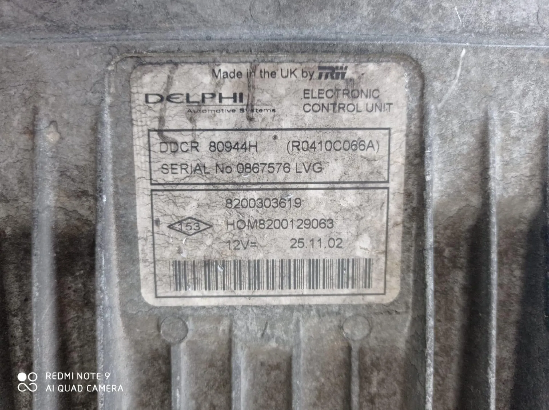 CENTRALINA MOTORE con codice 8200303619 da RENAULT Twingo III serie Diesel 1500 (14>)