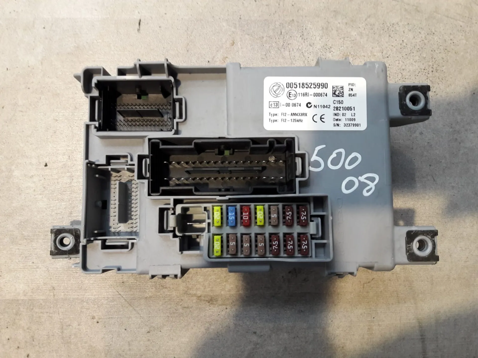 Centralina porta fusibili Fiat 500 1.2 B del 2008 CODICE RICAMBIO : 00518525990