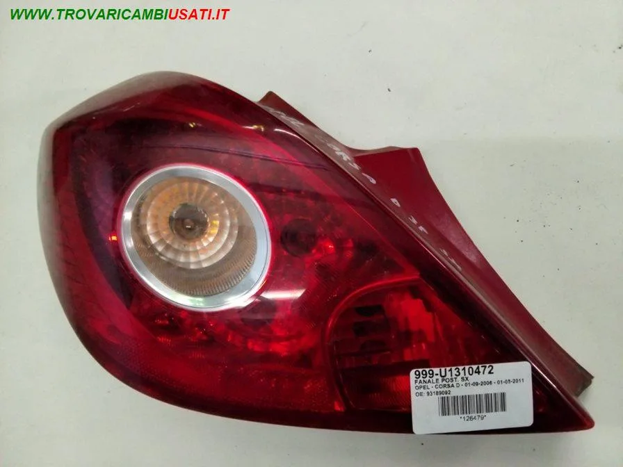 FANALE POST. SX OPEL - CORSA D 3 PORTE 2006 > 2011, OPEL - CORSA D 3 PORTE 2011 > 2015, OPEL - CORSA D VAN - 2007 > 2011, OPEL - CORSA D VAN - 2011 > 2015 CODICE/I: 43387 OP0344154 999-U1310472 OE ...