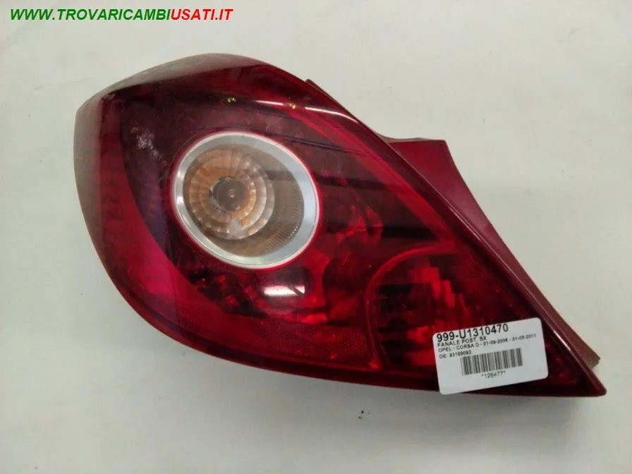 FANALE POST. SX OPEL - CORSA D 3 PORTE 2006 > 2011, OPEL - CORSA D 3 PORTE 2011 > 2015, OPEL - CORSA D VAN - 2007 > 2011, OPEL - CORSA D VAN - 2011 > 2015 CODICE/I: OE 93189092 43387 OP0344154 999-...
