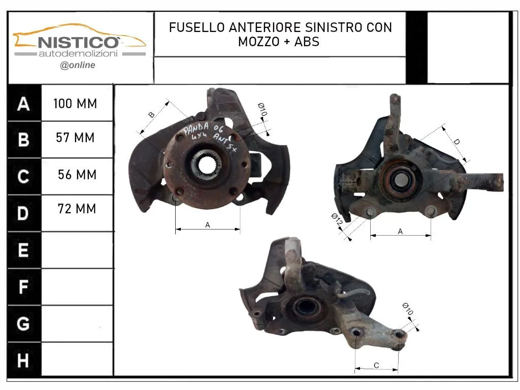 FUSELLO COMPLETO ANTERIORE SINISTRO con codice 51857225 da FIAT Panda Cross (169) (05>12)