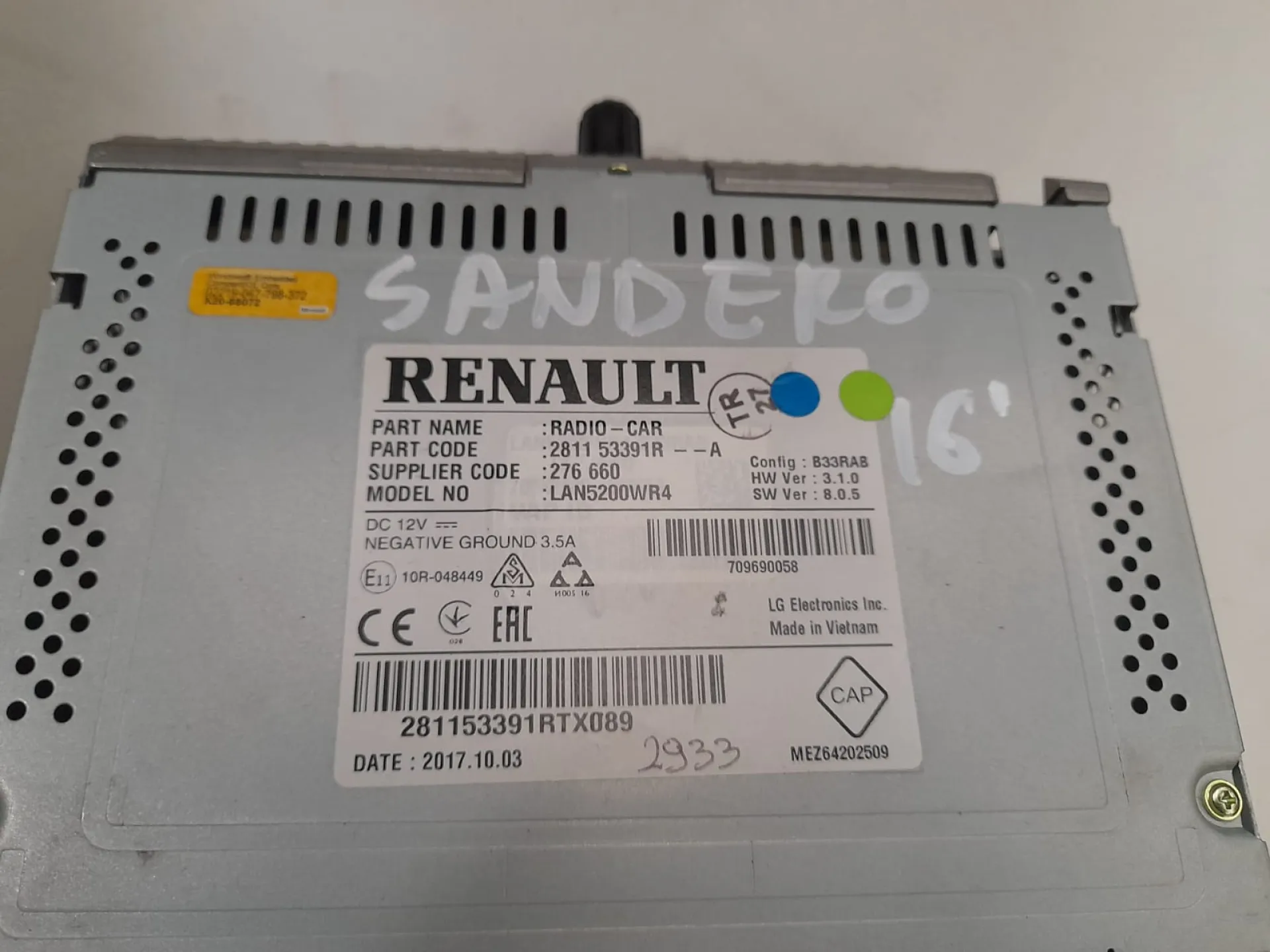 Navigatore Dacia Sandero 1.2 B del 2016 CODICE RICAMBIO : 2811-53391R