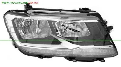 PROIETTORE DESTRO H7+H7-ELETTRICO-CON MOTORE-CON LUCE DIURNA-NERO