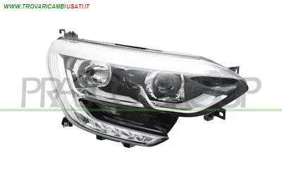 PROIETTORE DESTRO H7+H7-ELETTRICO-SENZA MOTORE-CON LUCE DIURNA-BORDO CROMATO-LED