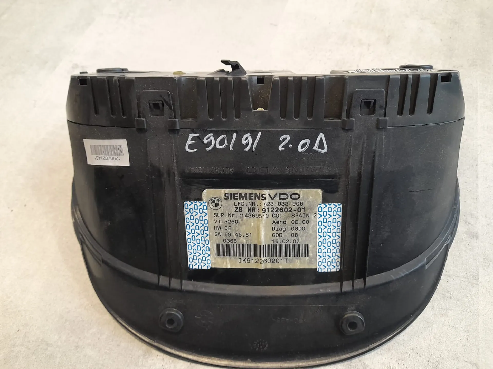 Quadro strumenti BMW Serie 3 E91 2.0 D del 2007 CODICE RICAMBIO : 9122602-01