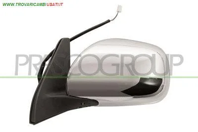 RETROVISORE SINISTRO-ELETTRICO-NERO-CHIUDIBILE-CON CALOTTA CROMATA-CONVESSO-5 PINS