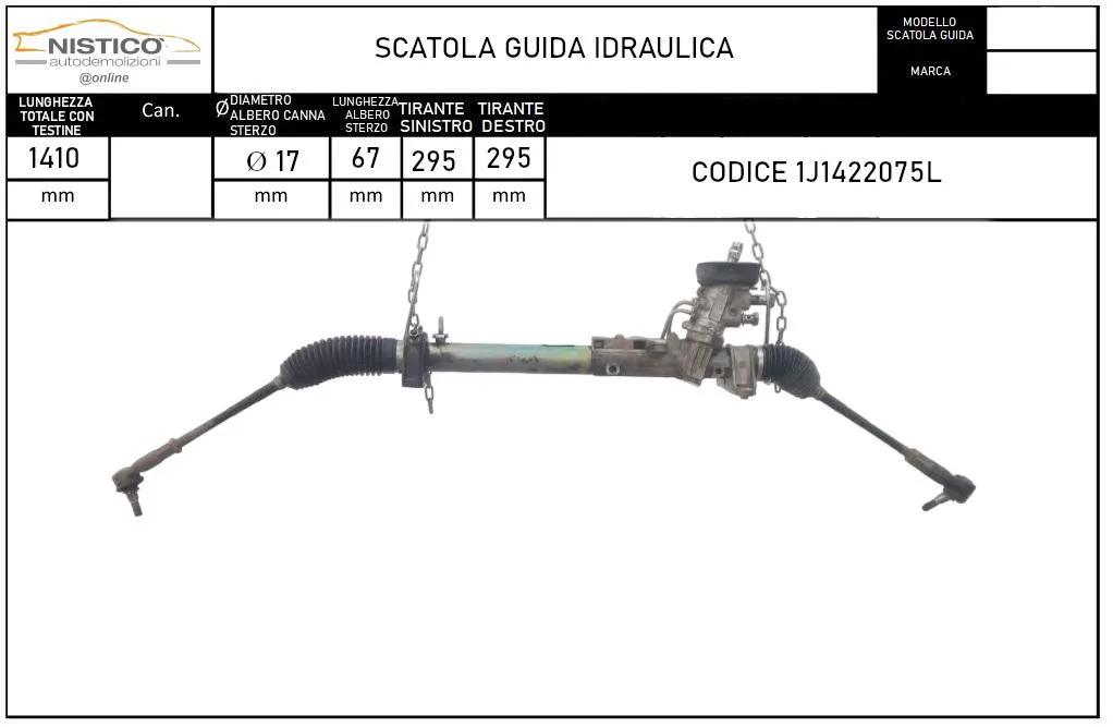 SCATOLA DELLO STERZO con codice 1J1422075L da VOLKSWAGEN Bora Berlina con codice motore ATD/ATD Diesel 1900 (98>05)