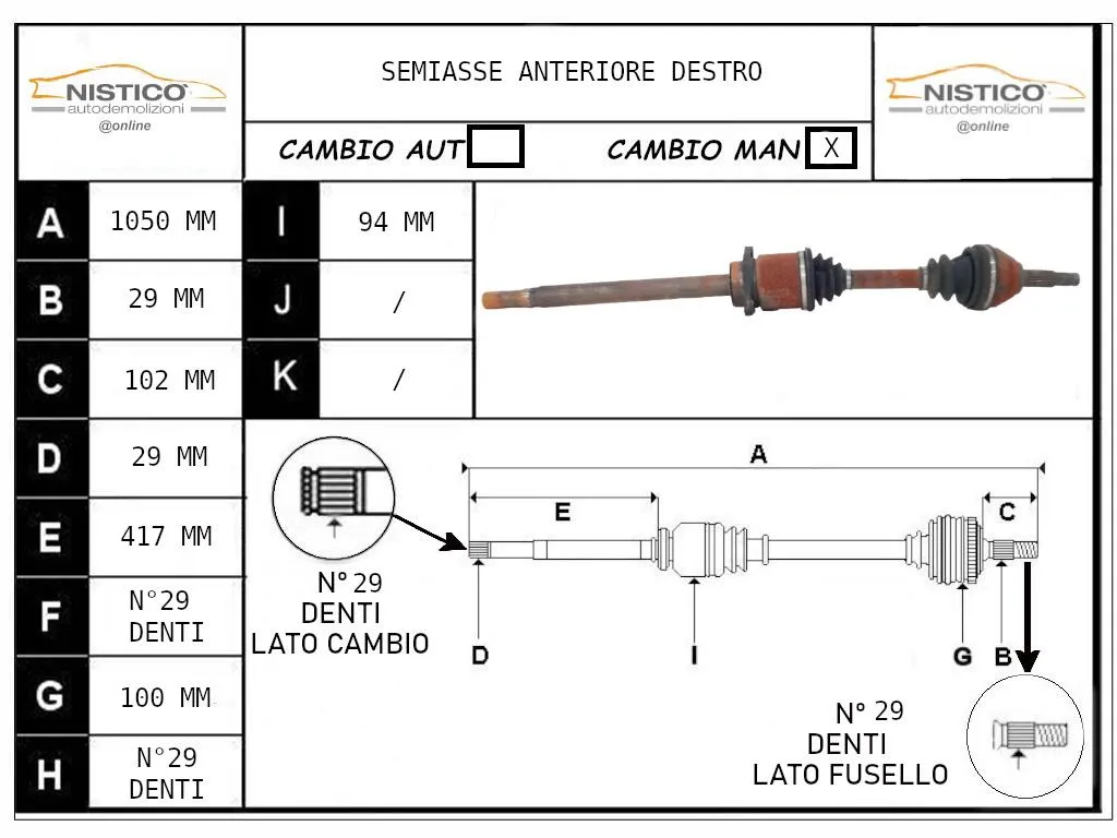 SEMIASSE ANTERIORE DESTRO con codice 39100JD74B da NISSAN Qashqai 2° Serie (10>13)